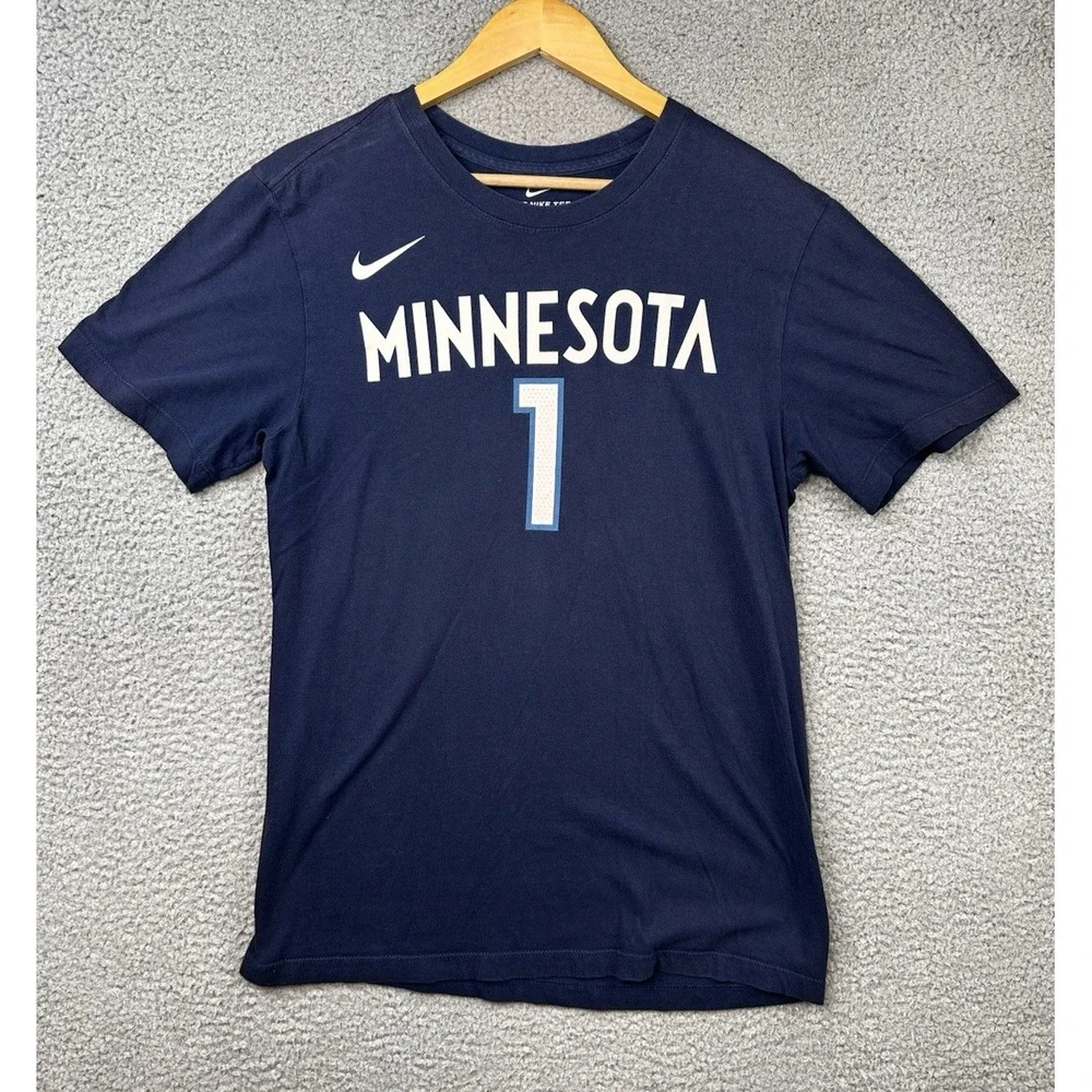 Anthony Edwards #1 Minnesota Timberwolves T Shirt Adult Small Blue - Picture 1 of 8